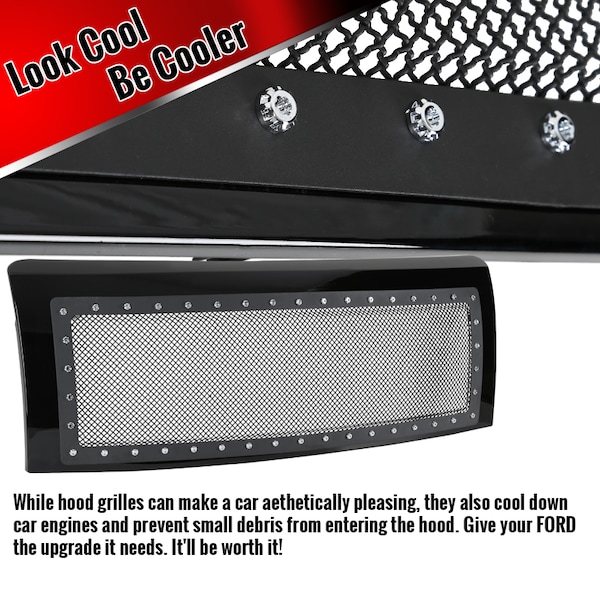 09-14 Ford F150 Rivet Mesh Grille- Glossy Black